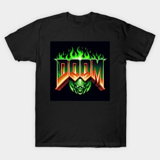 Doom logo in Green and Gold T-Shirt